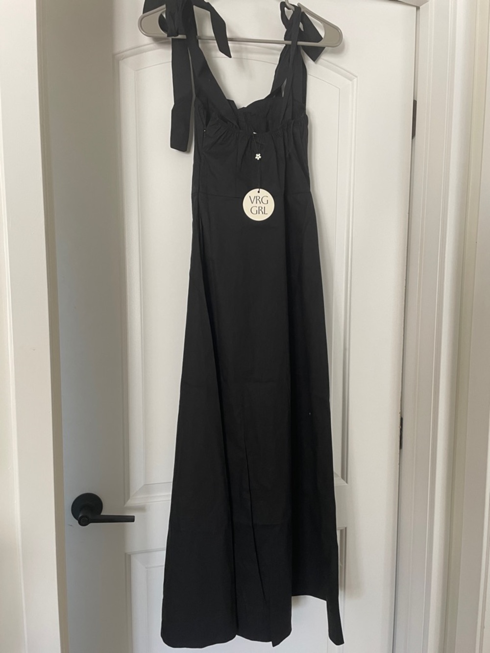 Tie-Shoulder Black Midi Dress - Picture 4 of 5